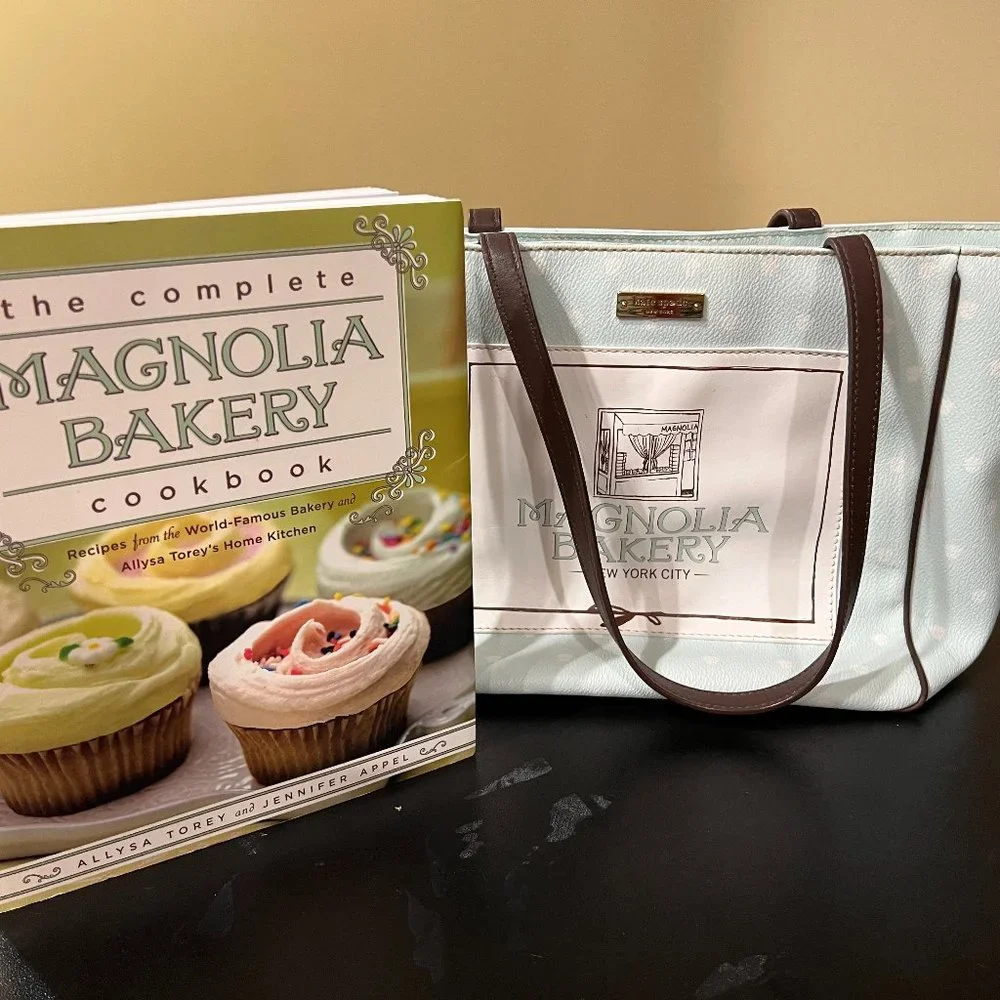 Kate Spade Magnolia  Bakery tote and Magnolia Bakery cookbook